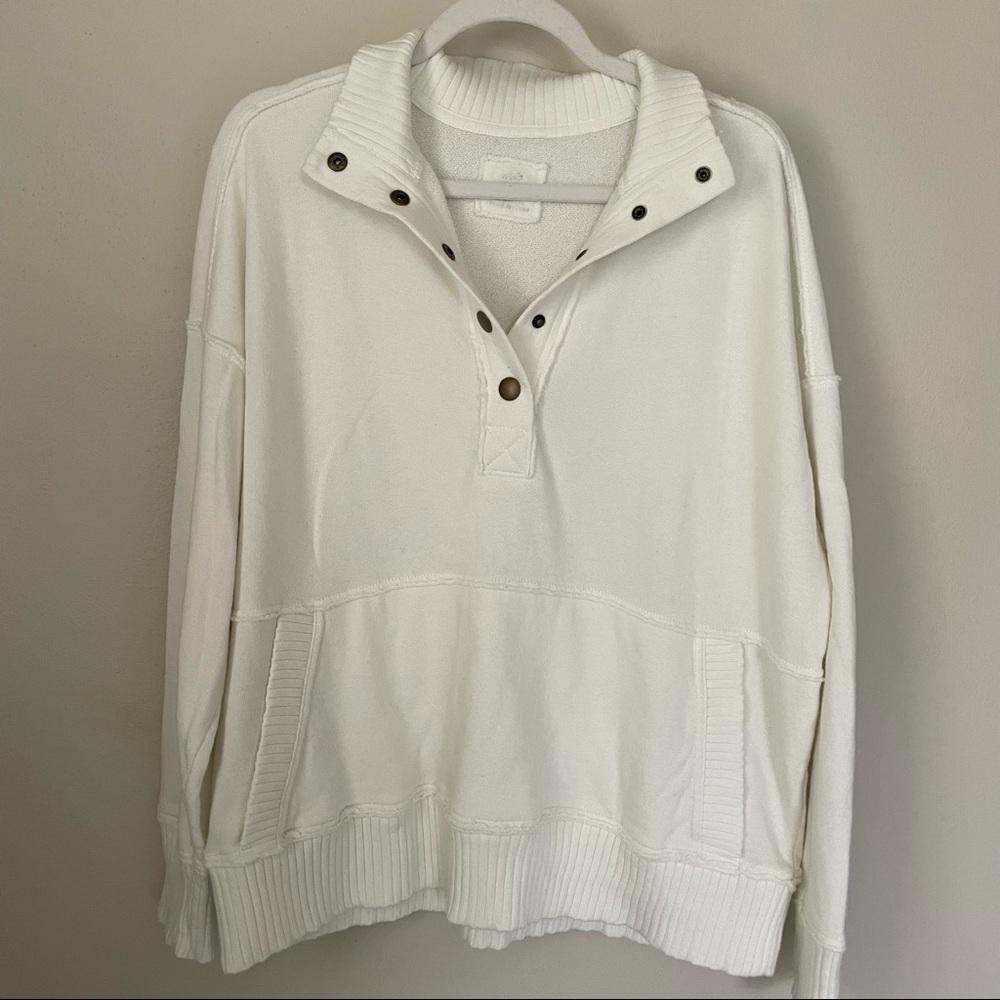 Aerie oh snap! Weekend Henley mock neck sweatshirt